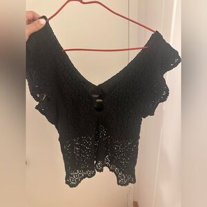 Aqua black crochet top worn once. So cute! Size small